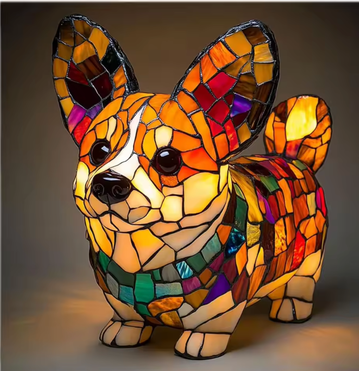 Corgi - Lampe en Vitraux