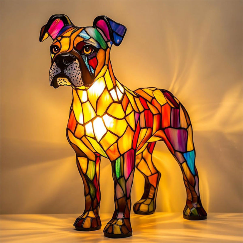 Boxer - Lampe en Vitraux