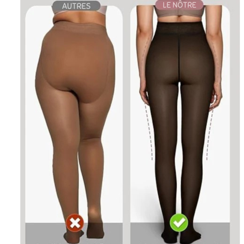 Collant chaud effet translucide push-up hiver