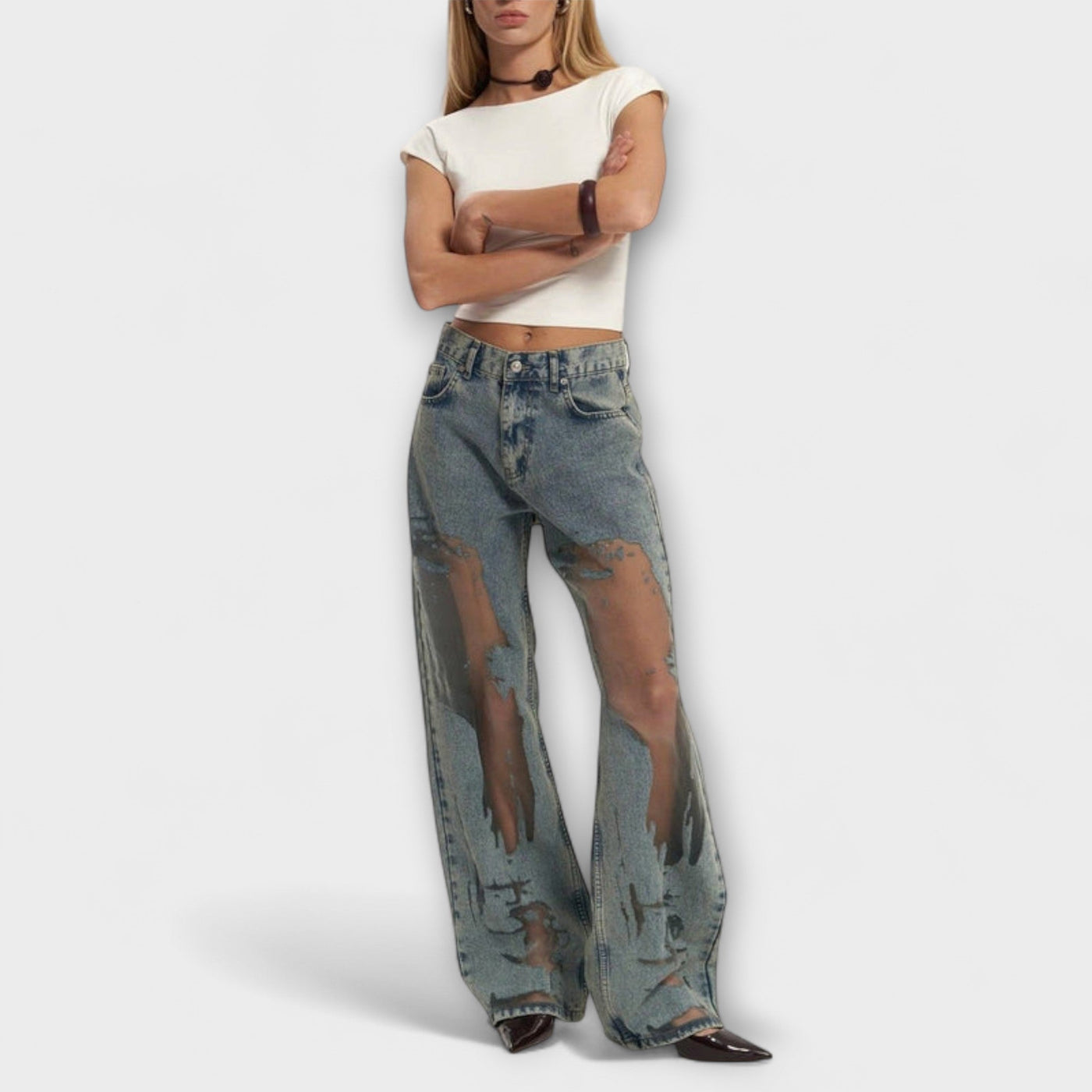 Rayne - Jean bleu transparent en denim Trixie