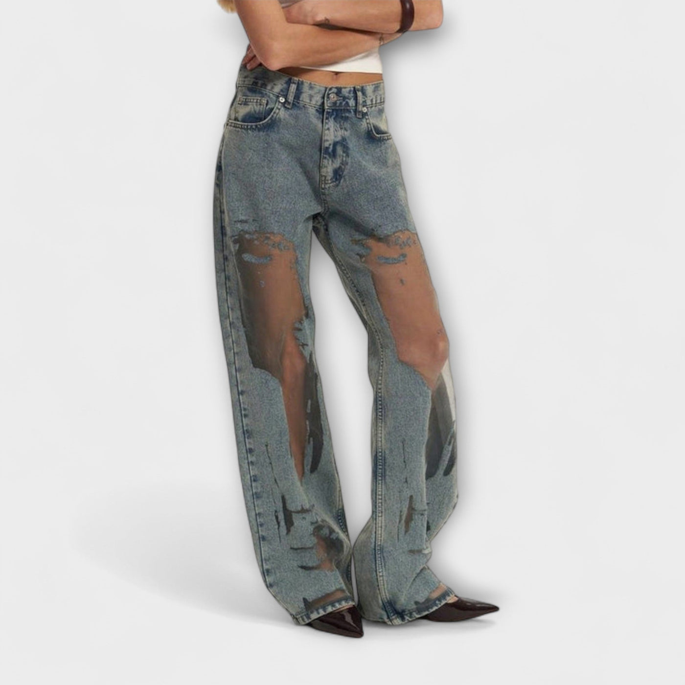 Rayne - Jean bleu transparent en denim Trixie