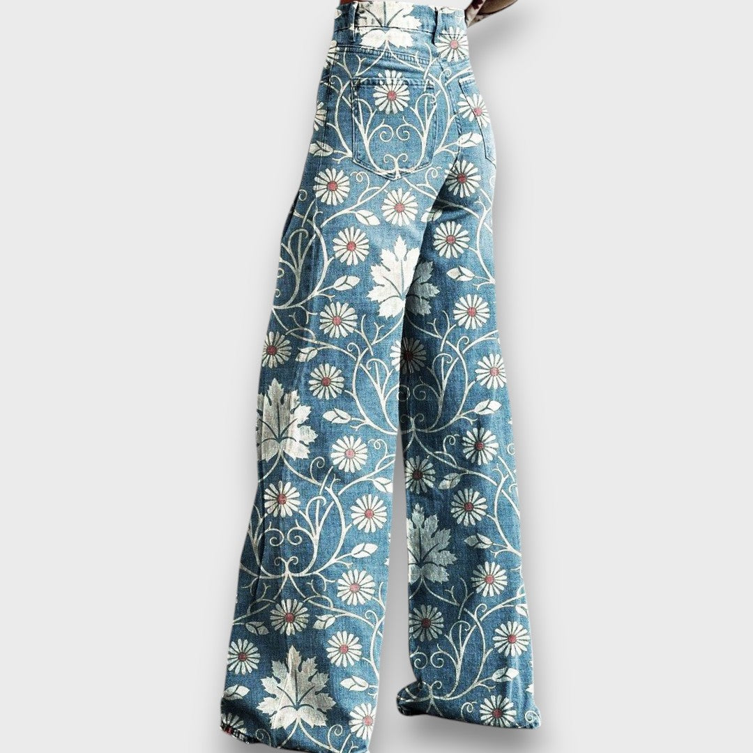 Gabrielle – Jean bohème à motif floral