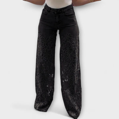 Jean tendance en dentelle patchwork